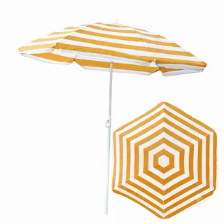 Sonnenschirm Garten Material TNT-Vlies / Stahl Farbe Gelb-Weiss Streifen D 135cm