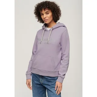 Kapuzensweatshirt SUPERDRY "METALLIC VENUE LOGO HOODIE" Gr. M, lila (light lavender purple) Damen Sweatshirts