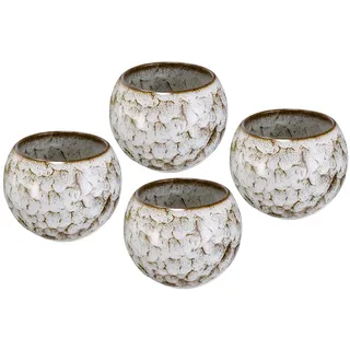 QUARKZMAN 4 Stück chinesische japanische Keramik-Teetassen 150 ml handgemachtes Gong Fu Tee-Set Keramikglasur-geändert ohne Griff kleine Teetasse für Mate-Tee Kaffee Wein, Beige