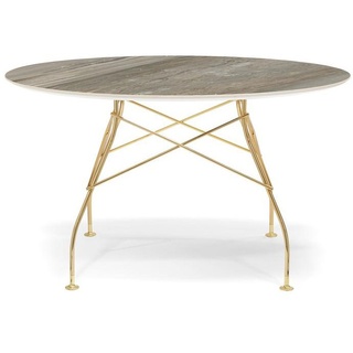 Kartell Glossy Marble Tisch rund groß gold / Marmoroptik Tropical Grey