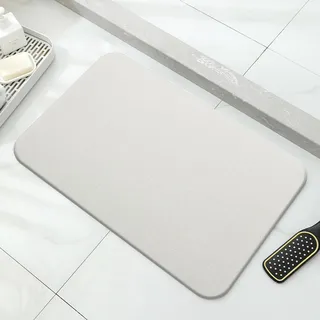 Absorbierende Stein-Badematte, Stein-Badematte, saugfähige Badematte, rutschfeste natürliche Kieselgur-Badematte, Haushalt, Badezimmer, gebrochenes Weiß, 39 x 60 cm