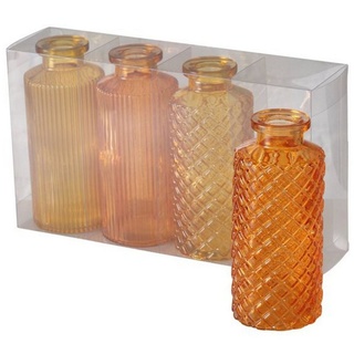 BOLTZE Tischvase Blumenvase im 4er Set aus Glas in Flaschenform- Orange