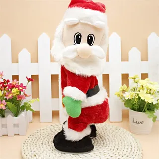 SdeNow Tanzender Weihnachtsmann Plüschtier – Animierter singender Weihnachtsmann mit Hüftbewegung, Lustiges musikalisches Spielzeug für Kinder und Weihnachtsdeko