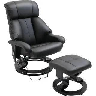 HOMCOM TV Sessel mit Liegefunktion, tiefe Polsterung, hohe Rückenlehne und Armlehnen, 360° Drehbar, Kunstleder, 76L x 80B x 102H cm, Schwarz   Aosom