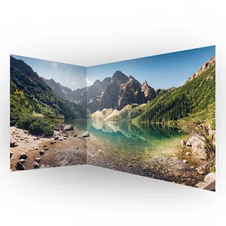 murando Eckfototapete Landschaft 550x250 cm Vlies Tapeten Wandtapete XXL Moderne Fototapete Wanddeko Design Wand Dekoration Wohnzimmer Schlafzimmer Büro Flur See Gebirge Wald c-B-0470-a-a