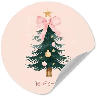MuchoWow Wandsticker Weihnachtszeit - Weihnachtsbaum - Rosa (1 St), Wanddeko Wohnzimmer Schlafzimmer Wandverkleidung, 50x50 cm rosa 50 cm x 50 cm x 0.1 cm