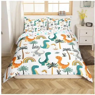 LuxusKollektion Kinderbettwäsche Bettwäsche Dinosaurier 135x200cm Mehrfarbig