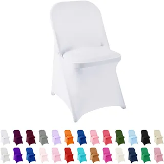 AlGaiety Spandex-Stuhlbezug, 25 Stück, Stuhlhussen, Wohnzimmer-Klappstuhlbezüge, Abnehmbarer Stuhlbezug, waschbar, Stretch-Stuhlbezug für Party, Bankett, Hochzeit, Veranstaltung, Hotel (weiß)