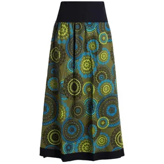 Vishes Maxirock Langer Damen Herbst-Rock Herbströcke Bunt mit Mandalas bedruckt Hippie, Festival, Boho Style grün 38