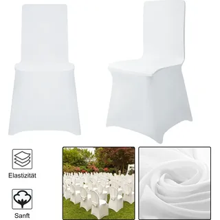 LZQ 100 Stück Universell Stuhlhussen Stretch Weiß Stuhlbezüge Moderne Stretchhusse für Hochzeiten und Feiern Geburtstag Dekoration - Weiß