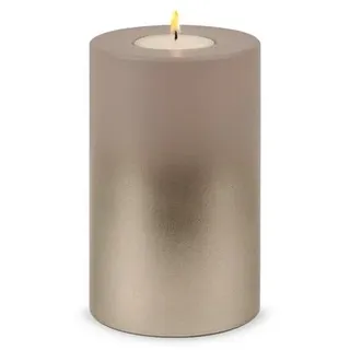 Qult Teelichthalter Levi 8cm Durchmesser taupe / cremegold Dauerkerze Kunststoffkerze 12 cm