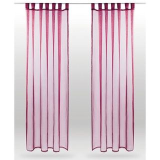 BestLivings 2er Pack, Gardine Transparent Noella, Schlaufen, Größe: 140 x 145cm (Bordeaux) - Rot