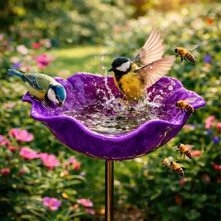 2 Stuick Gartenstecker VogelträNke Blume, Handgefertigt BienenträNke Keramik, Blumen Gartenstecker VogelträNke, BienenträNke FüR Den Garten, Gartendeko FüR DraußEn (1-B)