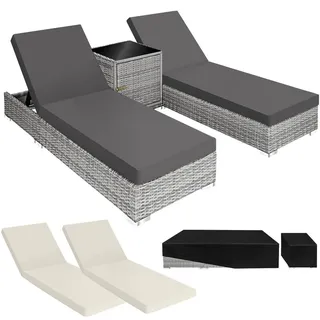 Tectake Sonnenliege 184 x 60 x 21 cm Grau