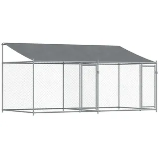 vidaXL Hundezwinger 4 x 2 x 2 m Stahl Grau
