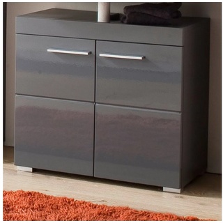 trendteam Waschbeckenunterschrank Amanda (Badschrank in grau Hochglanz, 2-türig, 60 x 56 cm) 2 Fächer grau