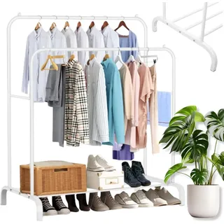Kleiderständer aus Metall, stehend, Flurschrank, massives Regal, groß - Weiß