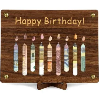 DIY Geldgeschenk Happy Birthday Holzverpackung Geldkarte Kerzen