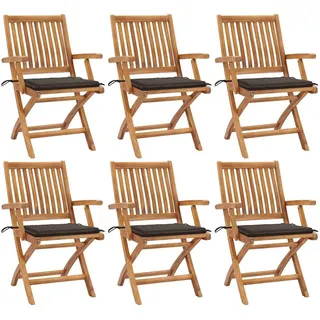 vidaXL Klappbare Gartenstühle mit Kissen 39 x 38 x 26 cm teak 6 St.