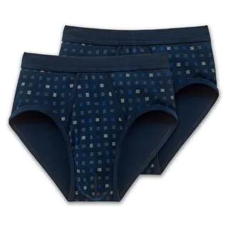 SCHIESSER  Essentials Sportslips navy blau kariert M 2er Pack