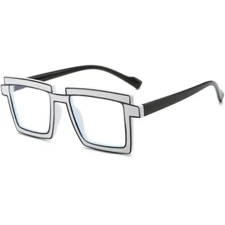 MUTYNE Vintage Luxus Punk Quadratische Brillenfassung Damen Für Herren Mode Trendy Brillenfassungen,Weiß - Einheitsgröße