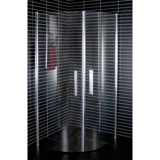 Euroshowers Round Viertelkreisdusche, 100cm, 70cm, Aluminium eloxiert, Teilweise Milchglas