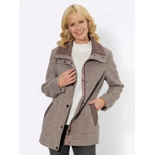 Langjacke CASUAL LOOKS Gr. 18, grau (taupe, meliert) Damen Jacken Lange