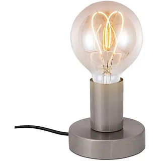Mengjay Vintage Tischleuchte mit Kabelschalter Retro Nachttischlampe Tischlampe E27 Matt-Schwarz ohne Leuchtmittel Ø10cm (Silber)