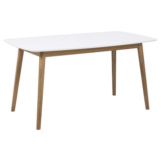 AC Design Furniture Pernille Esstisch, B: 150 x T: 80 x H: 75,5 cm, Weiß/Eiche, Holz, 1 Stk
