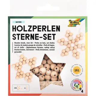 Folia Holzperlen Sterne Set Nature 161-teilig Bastelset