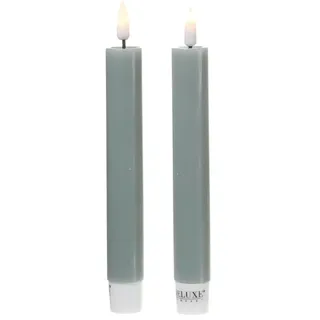 283 LED Stabkerzen Mia Dinner Tafelkerzen Echtwachs H: 15cm salbeigrün 2St