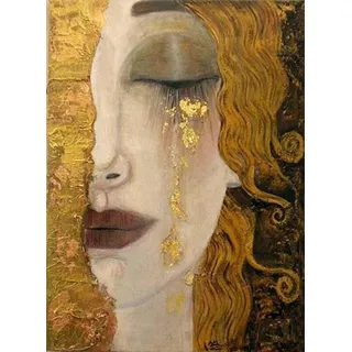 BBSJX Puzzlespiel Jigsaw Puzzle,Die Tränen des Goldes Von Gustav Klimt Puzzle Erwachsene Holz 1000 Stück Kinder Klassisches Kreatives Spiel Kunstspielzeug 50X75Cm,Impossible Puzzle