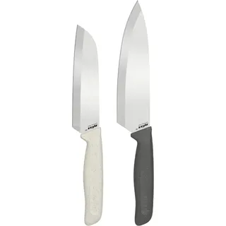 Zyliss Classic 2er Messerset Kochmesser & Santoku Messer, Klingenschutz | Scharfes Küchenmesser Set, Koch- und Santokumesser, Rostfreier Edelstahl, Ergonomischer Softgriff, Spülmaschinenfest