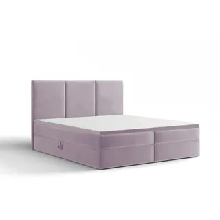 Extrasen Bett Boxspringbett 180x200 cm Polsterbett Mit 2 Matratzen 2 Bettkasten Stauraum Bettgestell Doppelbett Stoffbett Kopfteil Schmutzabweisend RIMI Lila