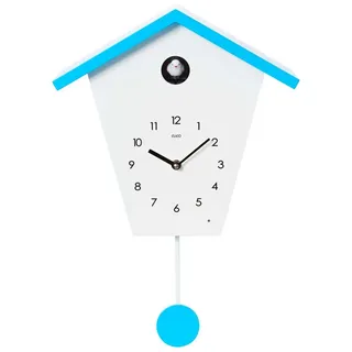 Cuco Clock Wanduhr Kuckucksuhr SCHWARZWALDHAUS, Pendeluhr Wanduhr, Moderne Schwarzwalduhr (37,5× 23 × 11,4cm mit Nachtruhefunktion, Vogelgezwitscher) blau 23 cm x 11.4 cm