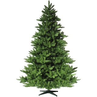 RS Trade® HXT 19001 210 cm künstlicher PVC Weihnachtsbaum (Ø ca. 146 cm) mit 1910 Spitzen und Schnellaufbau Klapp-Schirmsystem, schwer entflammbar, unechter Tannenbaum inkl. Metall Christbaum Ständer