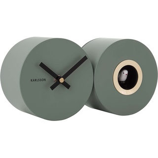 KARLSSON [DL] Wall Clock Duo Cuckoo matt Jungle Green 26 x 13 x 7,2cm, Excl. 3 AA Batteries