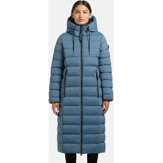 khujo Damen, Langer Wintermantel warmer Steppmantel mit gefütterter Kapuze Simmie2 Cosmic Blue Gr. XS - XS