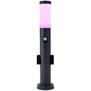 ETC Shop Sockelleuchte Edelstahl H 60cm 2x Steckdose dimmbar mit Fernbedienung RGB LED 8,5W 806lm warmweiß