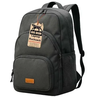 BigDean Laptop Rucksack bis 15,6 Zoll 45cm ca. 22L Handgepäck Rucksack Backpack Laptop Rucksack Herren Rücksack groß Tagesrucksack | Grau