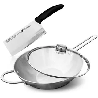 Zwilling Wokpfanne, Silber, Metall, Rund, kratzfest, Kochen, Pfannen, Woks