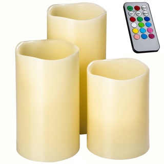 tectake LED-Kerzen mit Fernbedienung und Farbwechsel - weiß
