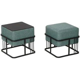 [en.casa] Hocker Tas 38 x 38 x 38 cm Grün