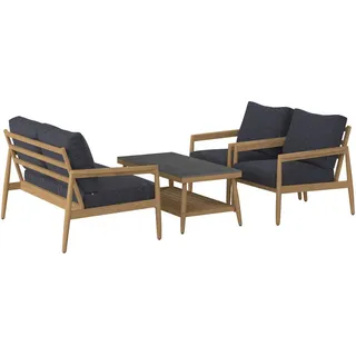 Ambia Garden Loungegarnitur, Anthrazit, Teak, Metall, Textil, Stein, 4-teilig, Füllung: Polyester, einzeln stellbar, 135x76x110 cm, wetterbeständig, Loungemöbel, Loungemöbel-Sets