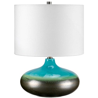 Tischleuchte Wohnzimmerlampe Beistelllampe Porzellan Türkis Graphitglasur H 48cm