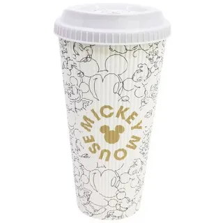 Disney Mickey Mouse Mehrwegbecher Trinkbecher 790 ml mit strukturierter Oberfläche und Deckel, (Set, Set)