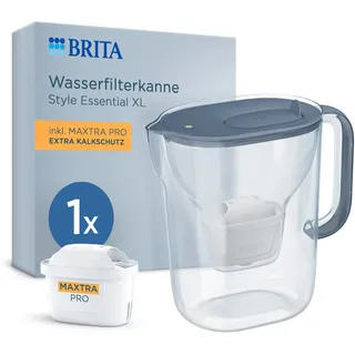 BRITA Wasserfilter Kanne MAXTRA Style Essential XL blau, 1x Extra Kalkschutz