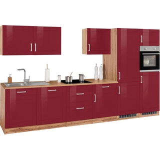 HELD MÖBEL Küchenzeile Tinnum, ohne E-Geräte, Breite 360 cm rot