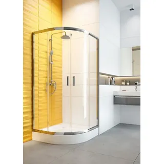 KOLMAN Komplettdusche Funkia Halbrund Duschkabine mit Duschwanne, BxT: 80x80 cm, Sicherheitsglas, 185 cm, Transparentes Glas, Ablaufgarnitur Gratis 80 cm x 80 cm