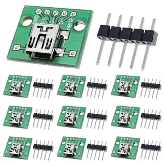 DAOKAI 10 Stück Mini USB Buchse auf DIP Adapter 2,54 mm 5 Pin USB 2.0 Mini USB Buchse auf DIP Konverter Breakout Board für DIY Netzteil mit 50 Pin Header